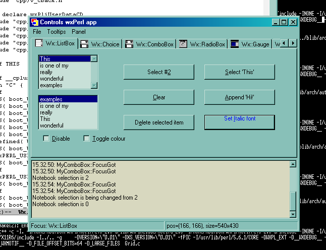 Controls sample (Microsoft Windows 2000); Wx::ListBox page