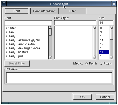 Font selector (Linux, GTK 1.2)